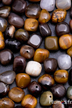 Perles en pierre naturelle - 10 mm, trou 1 mm - mixte marron